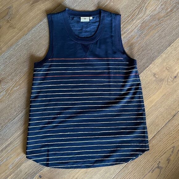 AG 'Sky' Silk & Cotton Tank In Blue Night Stripe - Picture 4 of 10